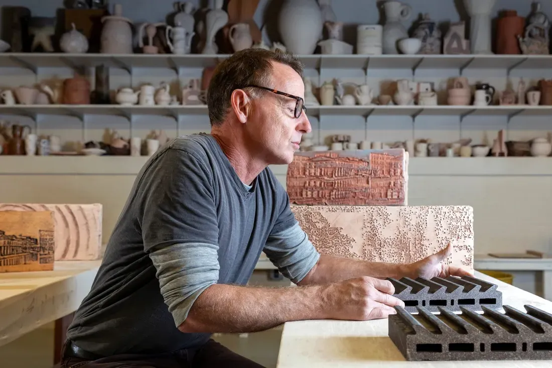 Professor Errol Willett in the Ceramics Studios at the Comstock Art Facility.